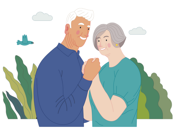 Heureux vieux couple  Illustration