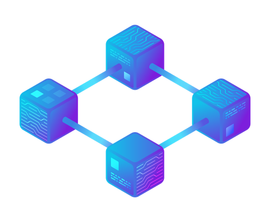 Hi-tech Block chain data structure visualisation  Illustration