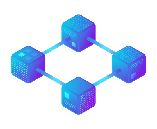 Hi-tech Block chain data structure visualisation  Illustration