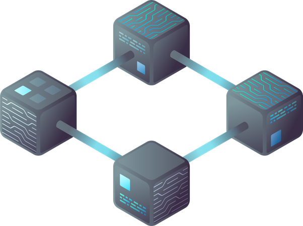 Hi tech Block chain process data structure visualization  Illustration