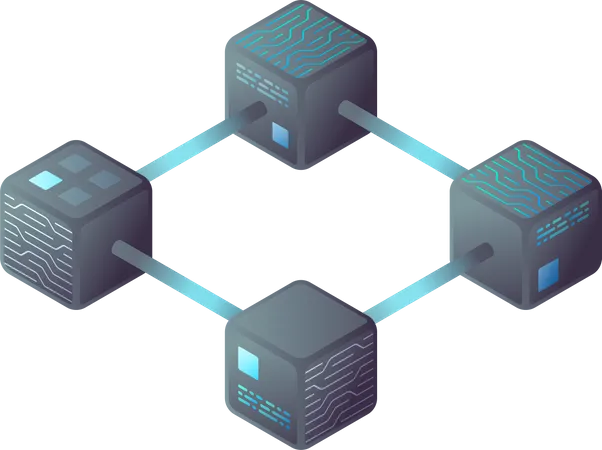 Hi tech Block chain process data structure visualization  Illustration