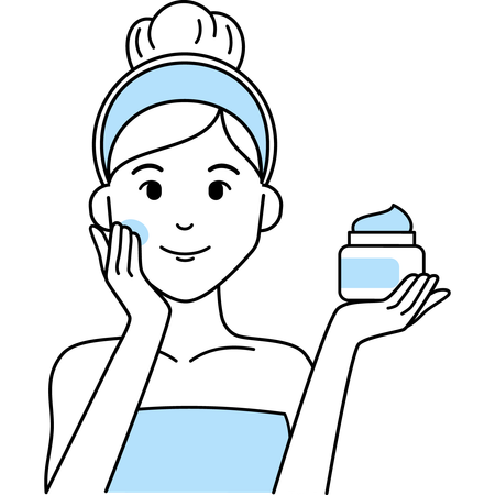 Mulher aplica hidratante  Ilustração