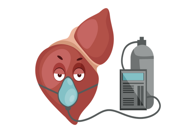 Hígado con cilindro de oxígeno.  Ilustración