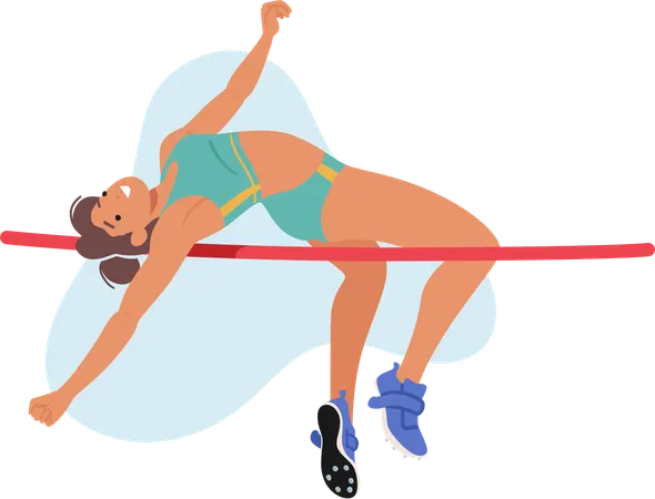 High Jump Athlete Exhibits Explosive Power And Precise Technique Soaring Gracefully Over A Bar With A Combination Of Speed Agility And Exceptional Vertical Leap Cartoon People Vector Illustration Illustration