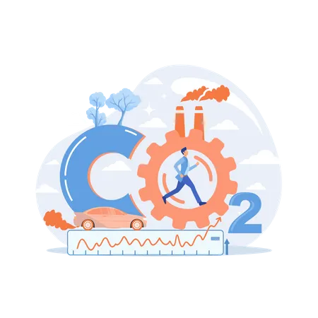 High levels of carbon dioxide in atmosphere  イラスト