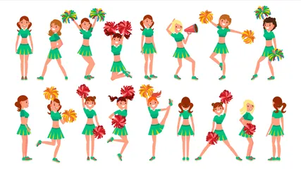 Cheerleader-Mädchen Illustrationspack