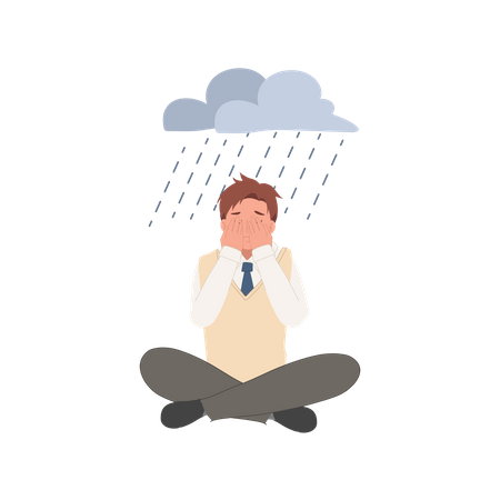 High school boy in depression  Illustration