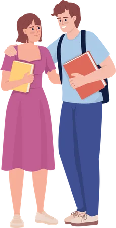 High school couple  Illustration