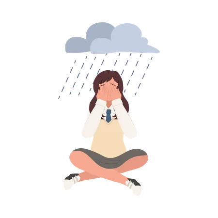 High school girl in depression  Illustration