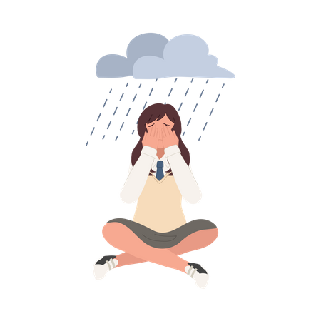 High school girl in depression  Illustration