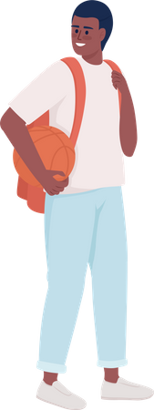 High-School-Schüler mit Basketball und Rucksack  Illustration