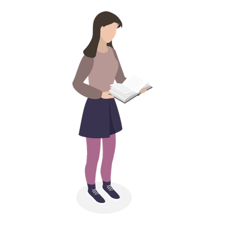 High school student reading book  Illustration