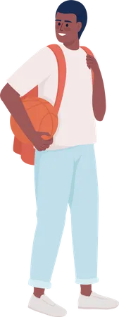 High school student with basketball and backpack  Illustration