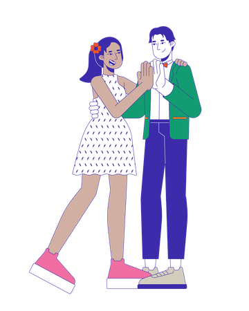 High school sweethearts dancing  Illustration