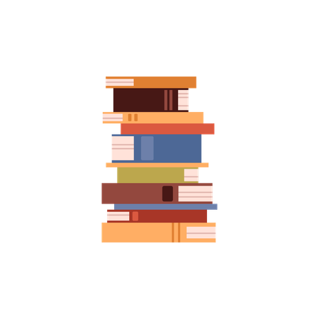 High stack of books  Illustration