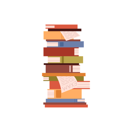 High stack of books  Illustration