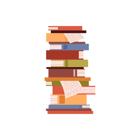 High stack of books  Illustration