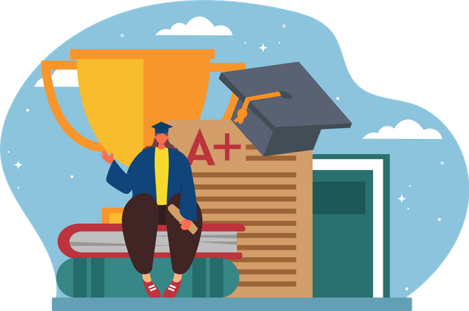 High Student Graduation  Illustration