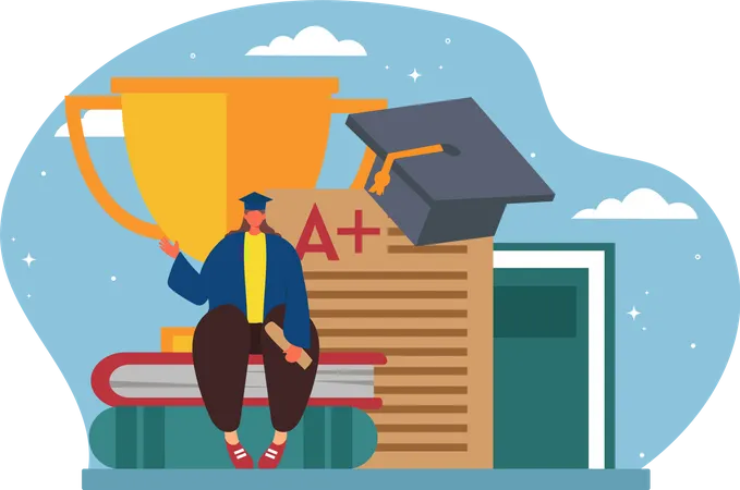 High Student Graduation  Illustration