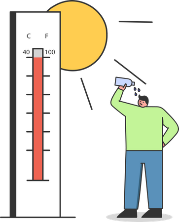 High summer temperature  Illustration