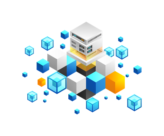 High tech server blockchain  Illustration