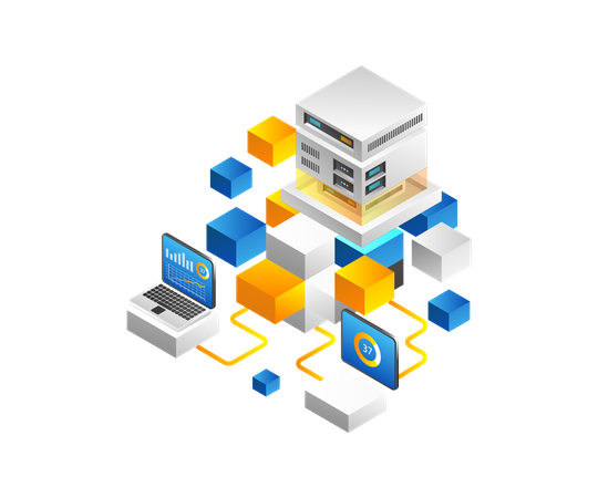High tech server blockchain  Illustration