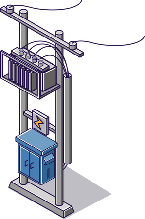 High-voltage electric panel power pole  Illustration