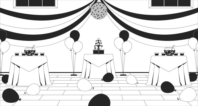 Highschool prom party interior  Illustration