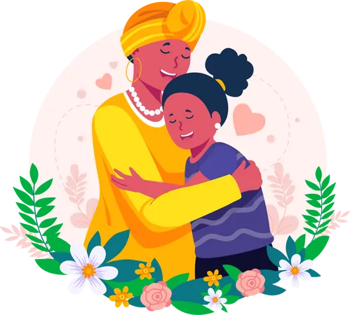 Hija Abrazando A Su Madre Con Amor Dia De La Madre Feliz Madre E Hija Se Abrazan Juntas Ilustración