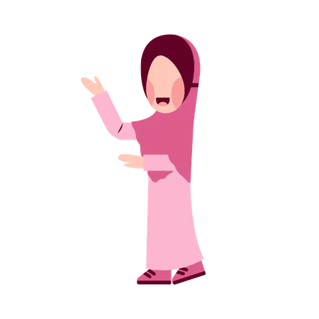 Chica hijab explicando algo  Ilustración