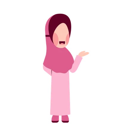 Chica hijab mostrando el lado derecho  Illustration