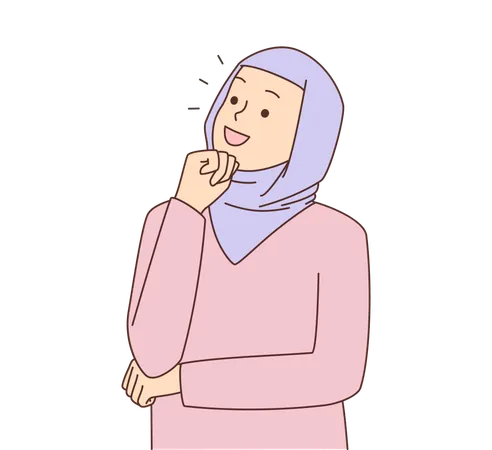 Chica hijab pensando en algo  Ilustración