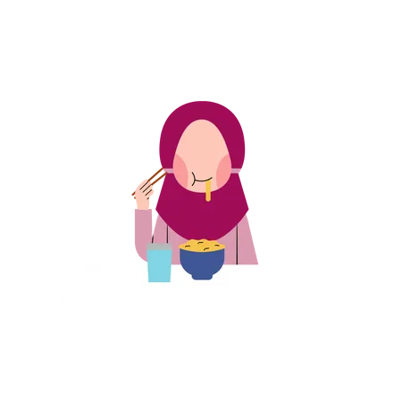 Criança hijab comendo  Illustration