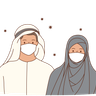 illustrations of hijab couple