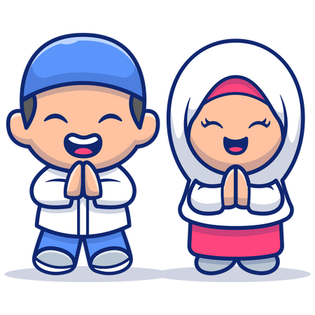 Hijab couple praying  Illustration