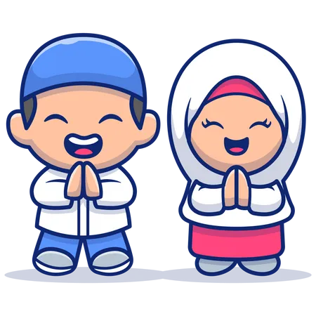 Hijab couple praying  Illustration