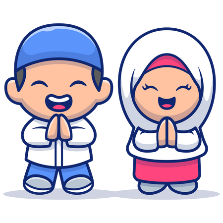 Couple hijab priant  Illustration