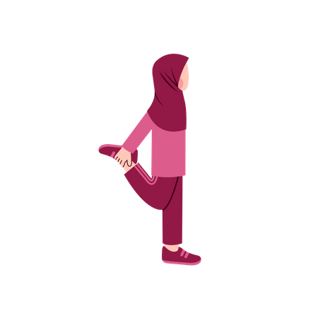 Dame hijab faisant des étirements de jambe  Illustration