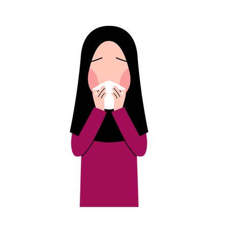 Enfant hijab qui éternue  Illustration