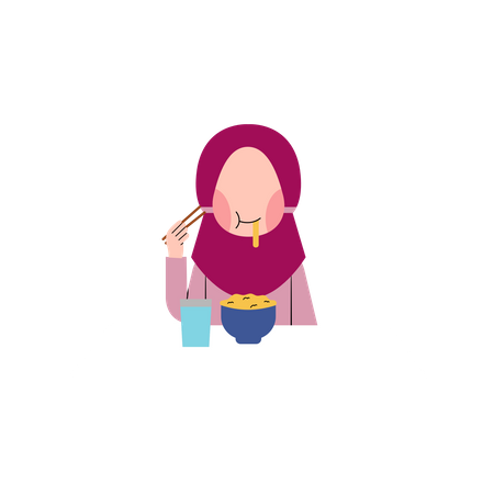 Enfant hijab mangeant  Illustration