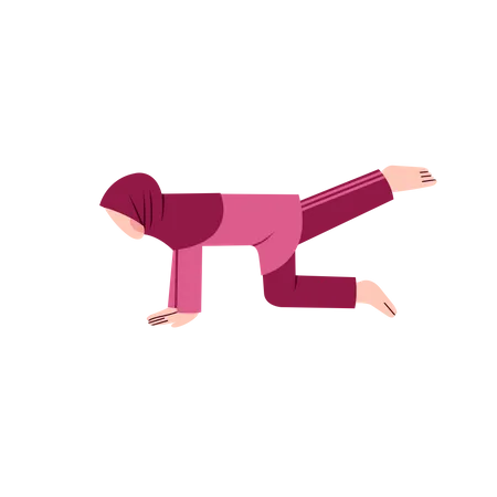 Hijab Female Doing Yoga  Illustration