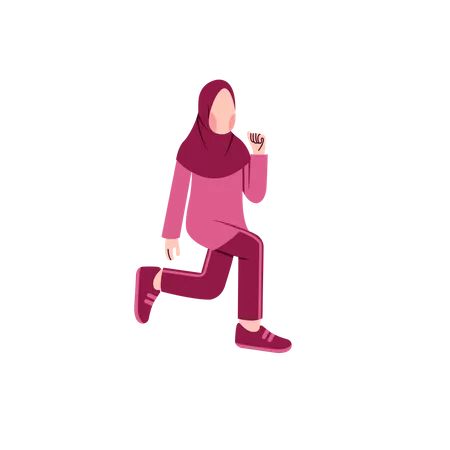 Hijab Female Stretching  Illustration