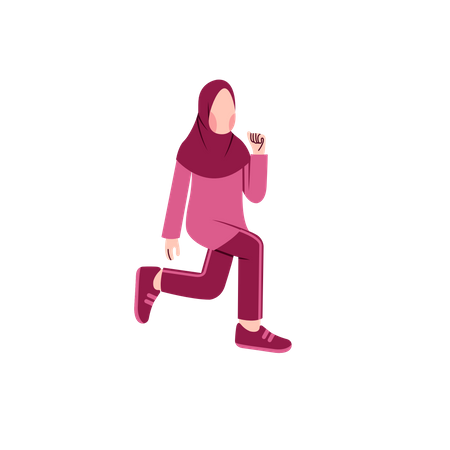 Hijab Female Stretching  Illustration