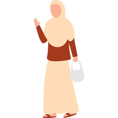 Femme Hijab, Onduler, Pose  Illustration