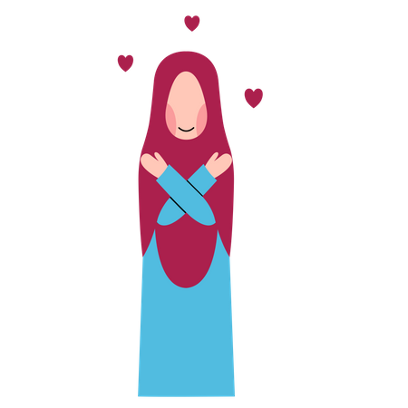 Femme Hijab Avec Amour De Soi  Illustration