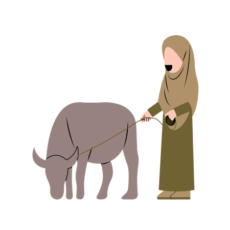 Femme Hijab Avec Buffle  Illustration