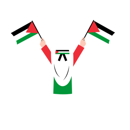 Femme hijab avec drapeau palestinien  Illustration