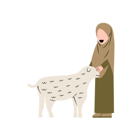 Femme Hijab Avec Des Moutons  Illustration