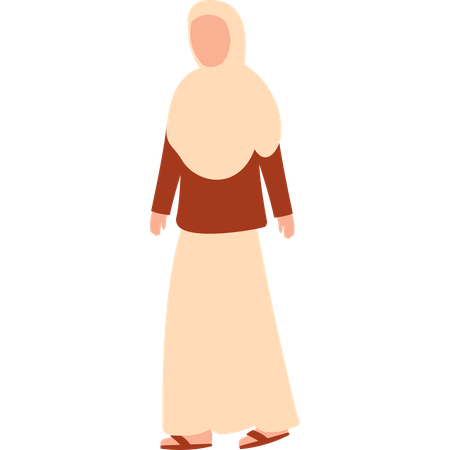 Hijab, femme, debout  Illustration