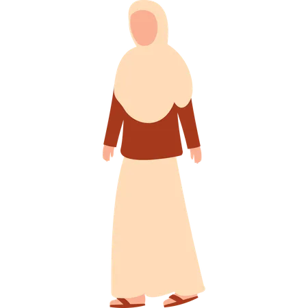 Hijab, femme, debout  Illustration